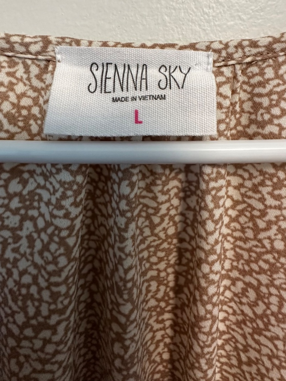 Sienna Sky Floral Midi Dress Size L Brown Cream Button Front Tie Waist Boho - Picture 4 of 4